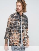 Reclaimed Vintage Bleached Check Shirt In Reg Fit - Black