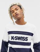 K-swiss Fairfield Long Sleeve T-shirt With Logo Panel In Navy - Navy