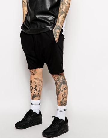 Asos Jersey Shorts In Drop Crotch Mid Length