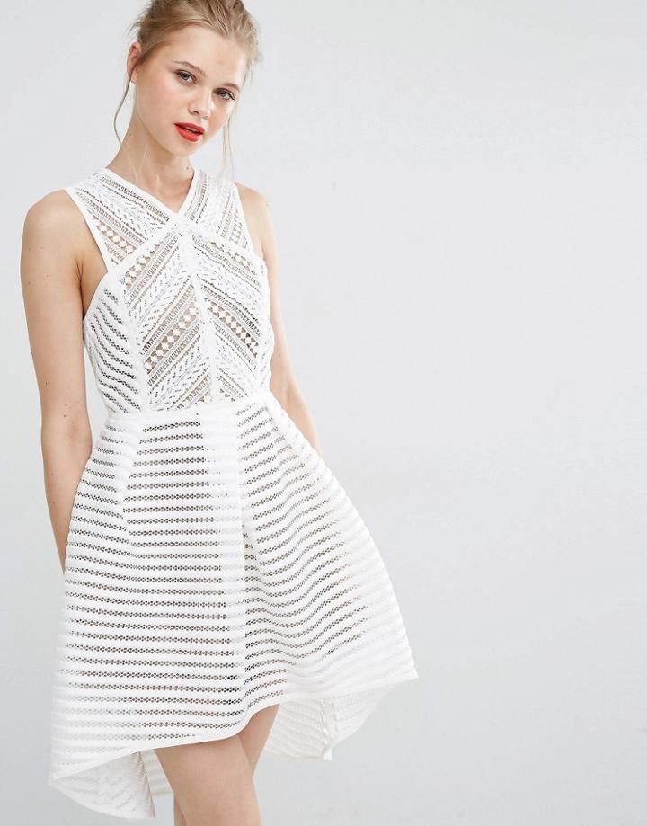 Supertrash Skater Dress In Geo Lace - White