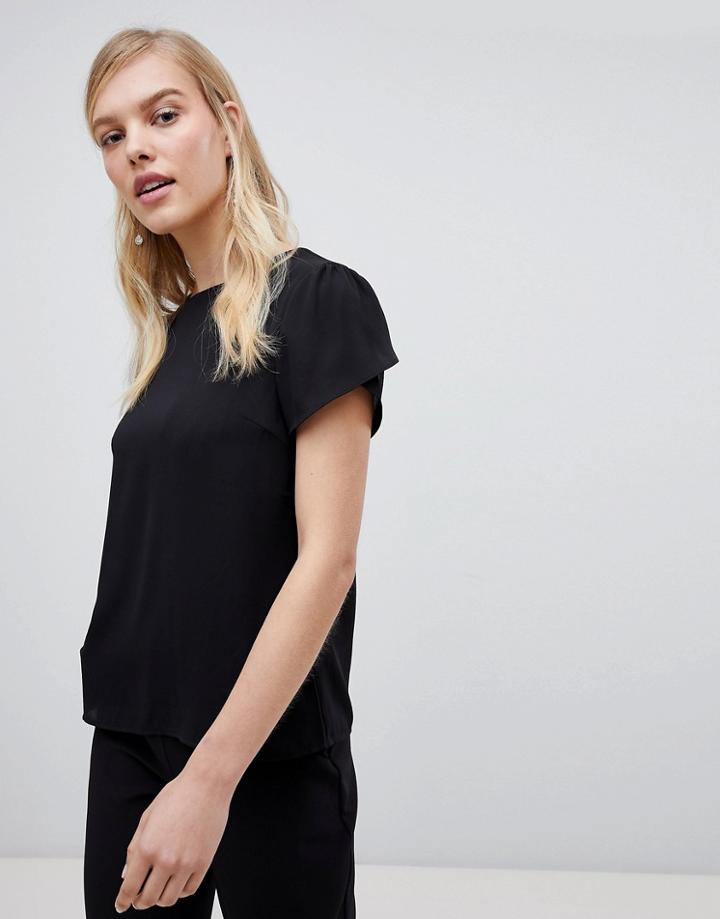 Oasis Cap Sleeve Minimal Blouse - Black