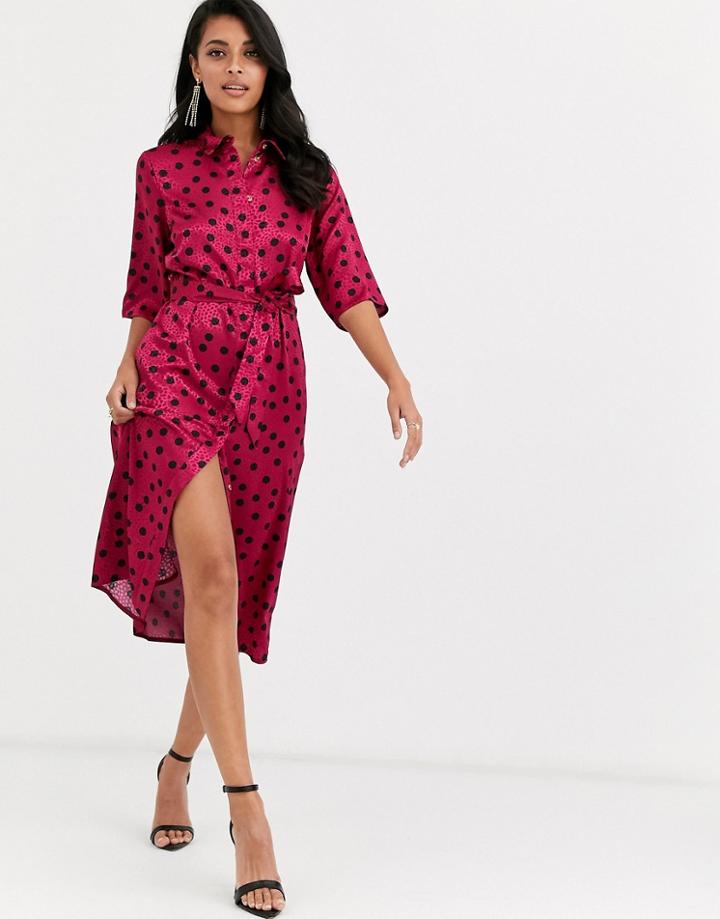 Closet London Shirt Dress In Oversized Splodge Print In Fuchsia And Black