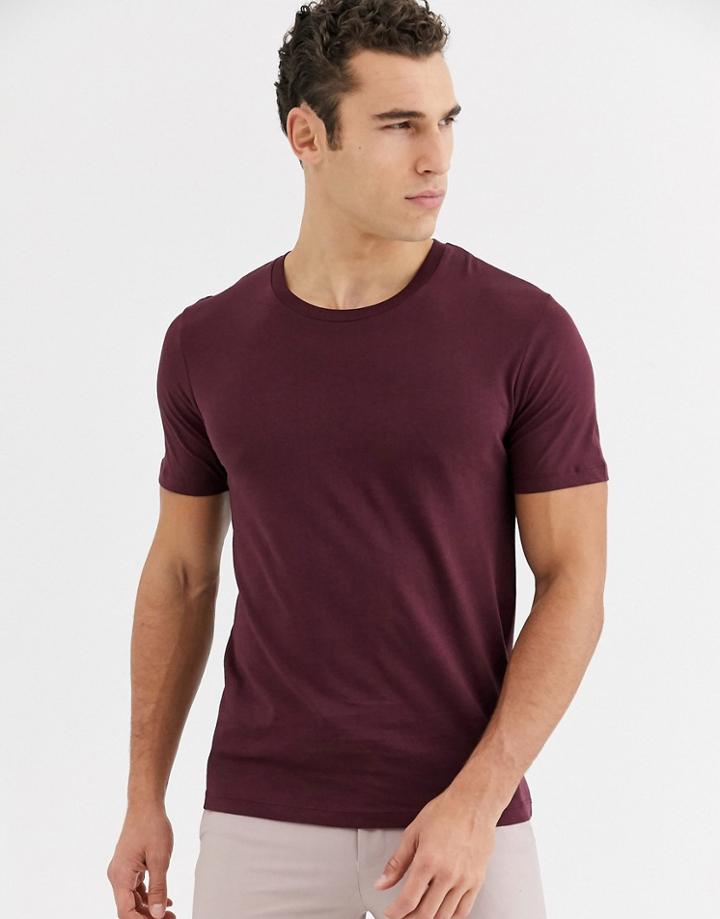 Selected Homme 'the Perfect Tee' Pima Cotton T-shirt In Burgundy-red