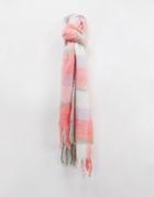 Boardmans Check Scarf With Fringing In Gray And Red Mix-grey