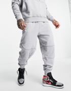 Asos Design Oversized Sweatpants With Stitch Detail In Gray Heather - Gray - Part Of A Set-grey