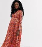 Asos Design Maternity Wrap Maxi Dress In Bright Snake Print