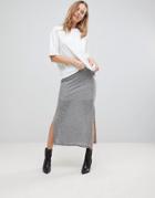 The Fifth Unknown Side Slit Maxi Skirt - Gray