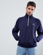 Fred Perry Sports Authentic Taped Half Zip Jacket In Navy - Navy