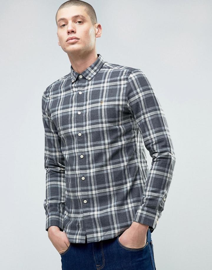 Farah Fal Checked Logo Shirt - Gray