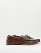 Topman Brown Real Leather Mobsley Saddle Loafers