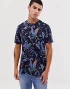 Ted Baker T-shirt With Parrot Print In Navy