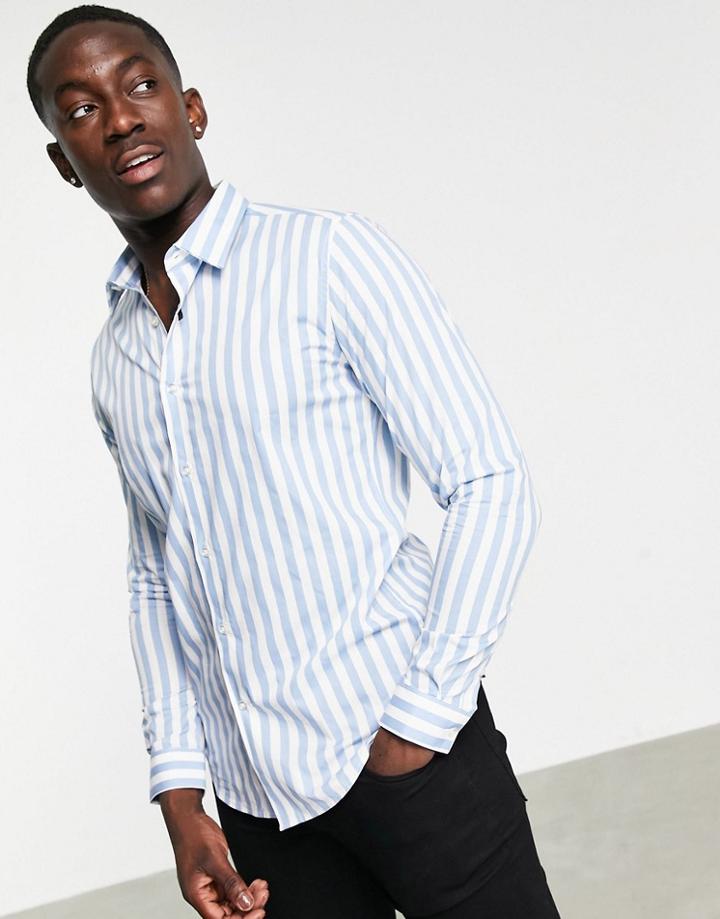 Devils Advocate Striped Slim Fit Shirt-blues