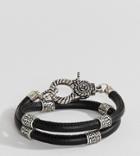 Reclaimed Vintage Inspired Leather Wrap Bracelet In Black Exclusive At Asos - Black