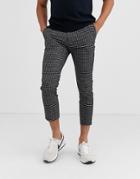 New Look Skinny Smart Pants In Black Mini Grid Check