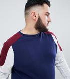 Badrhino Big Panel Sweatshirt In Cut & Sew - Navy