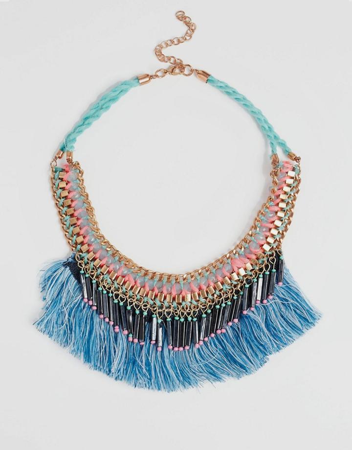 New Look Tassel Fringe Necklace - Multi