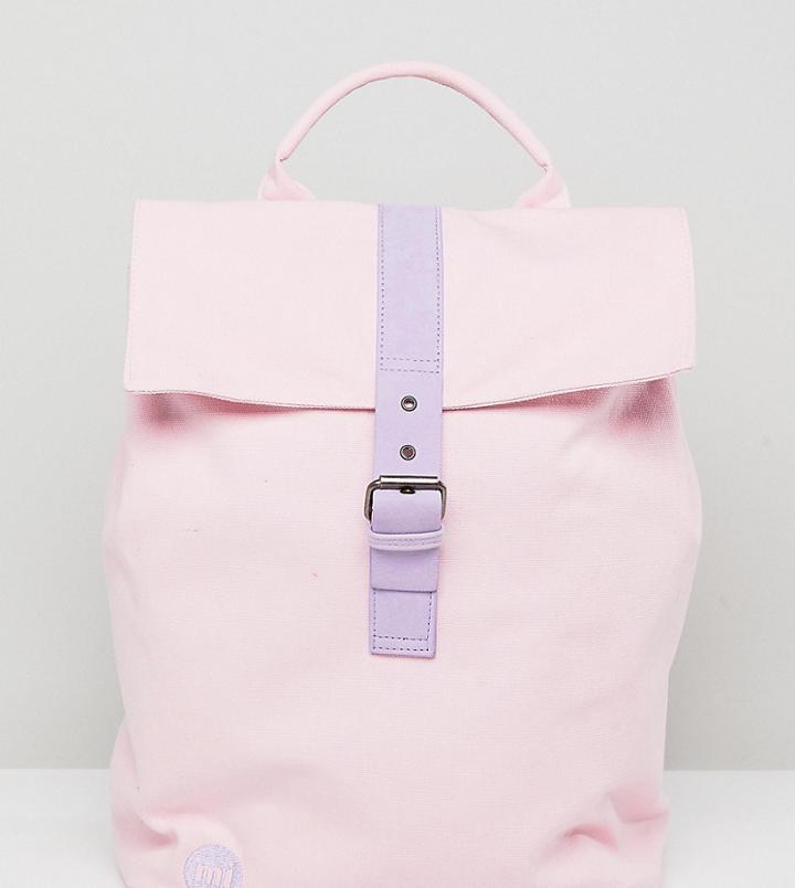 Mi-pac Exclusive Fold Top Canvas Backpack In Blush & Lilac - Pink