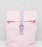 Mi-pac Exclusive Fold Top Canvas Backpack In Blush & Lilac - Pink