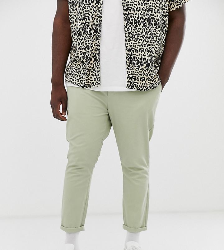 Asos Design Plus Skinny Cropped Chinos In Light Green - Green