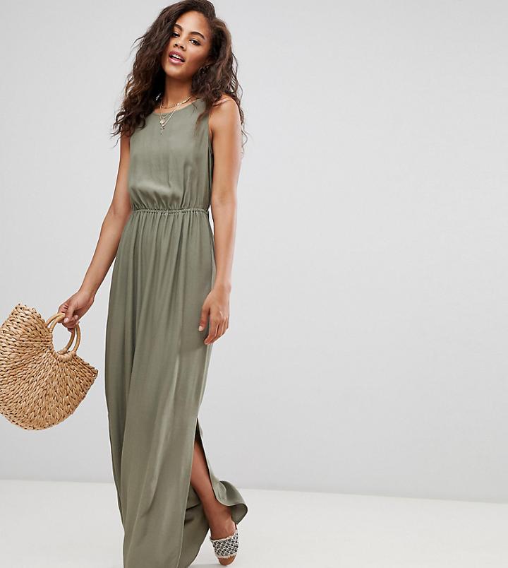 Asos Design Tall Bow Back Maxi Dress - Green