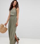Asos Design Tall Bow Back Maxi Dress - Green