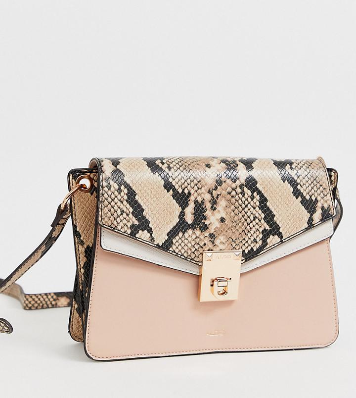 Aldo Kairen Snake Crossbody Bag In Blush