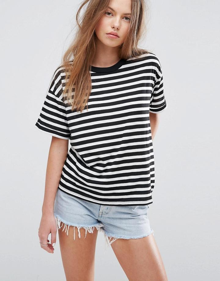 Asos Stripe T-shirt With Roll Sleeve - Multi