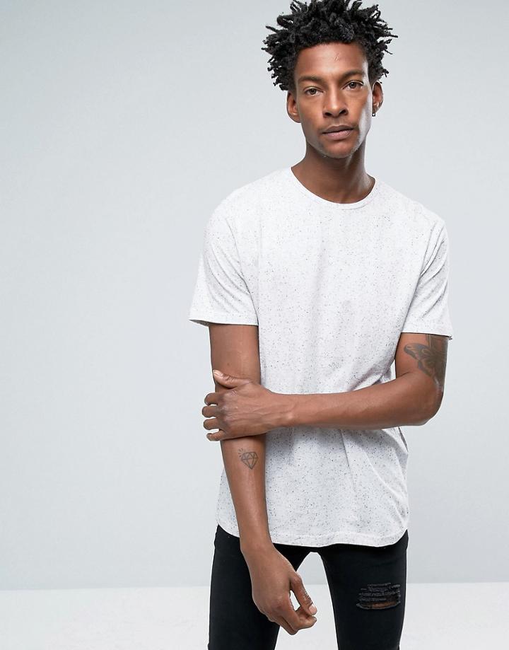 Troy Nep T-shirt Curved Hem Longline In White - White