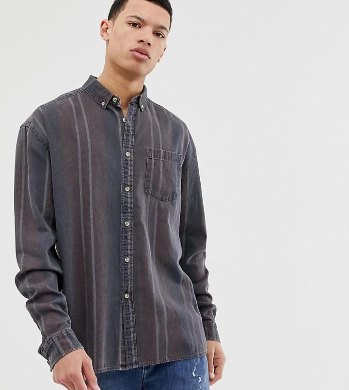 Asos Design Tall Relaxed 90's Style Denim Stripe Shirt - Red