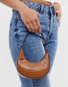 Asos Design Micro 90s Bag In Croc - Tan
