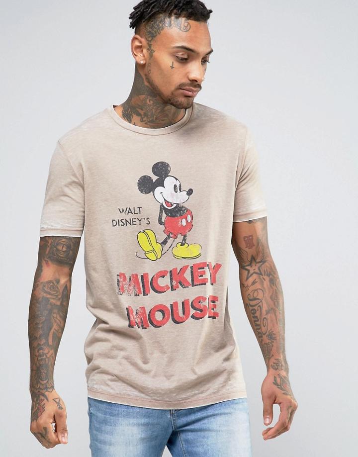 Asos Mickey Mouse T-shirt With Vintage Walt Disney Print - Pink