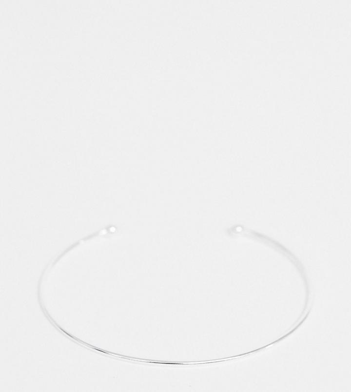 Asos Design Curve Sterling Silver Cuff Bracelet With Fine Ball Detail