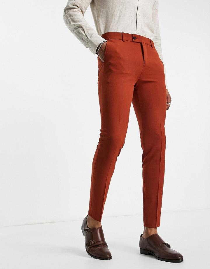 Bolongaro Trevor Wedding Super Skinny Fit Suit Pants-brown