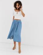 Vero Moda Button Front Midi Skirt-blue