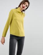 Asos Funnel Neck Top With Shoulder Pads - Yellow