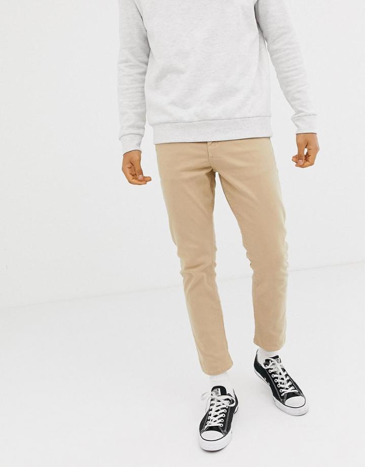 New Look Cropped Slim Jeans In Stone - Stone