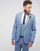 Asos Wedding Skinny Suit Jacket In Airforce Blue Micro Texture - Blue