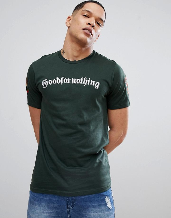 Good For Nothing Muscle Snake Logo T-shirt In Green - Green