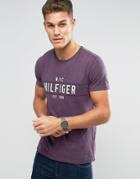 Tommy Hilfiger Kevin Logo T-shirt Slub In Regular Fit - Purple