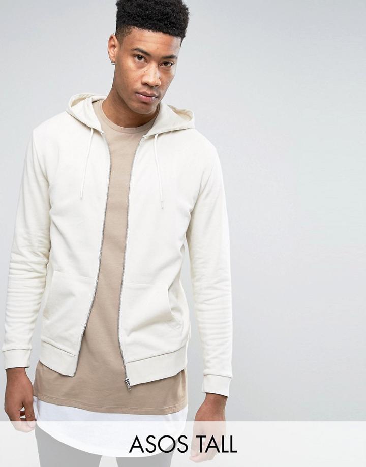 Asos Tall Zip Up Hoodie In Beige - Beige