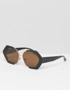 Asos Oversized 70s Angular Frame Sunglasses - Black