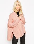 Asos Chunky Cardi In Cutabout Rib - Blush