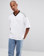Asos Oversized T-shirt With Contrast Shoulders And Ringer In White - Multi