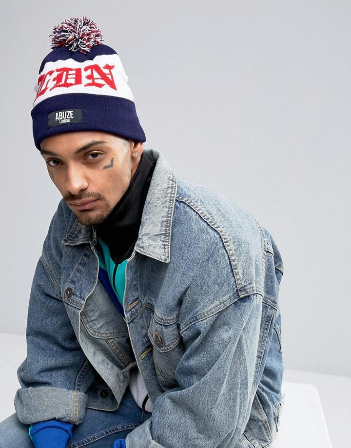 Abuze London Ldn Bobble Beanie Hat - White