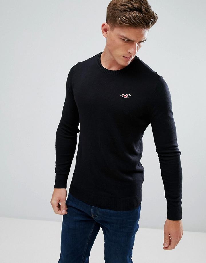 Hollister Chain Crew Neck Sweater Icon Logo In Anthracite Slub - Gray