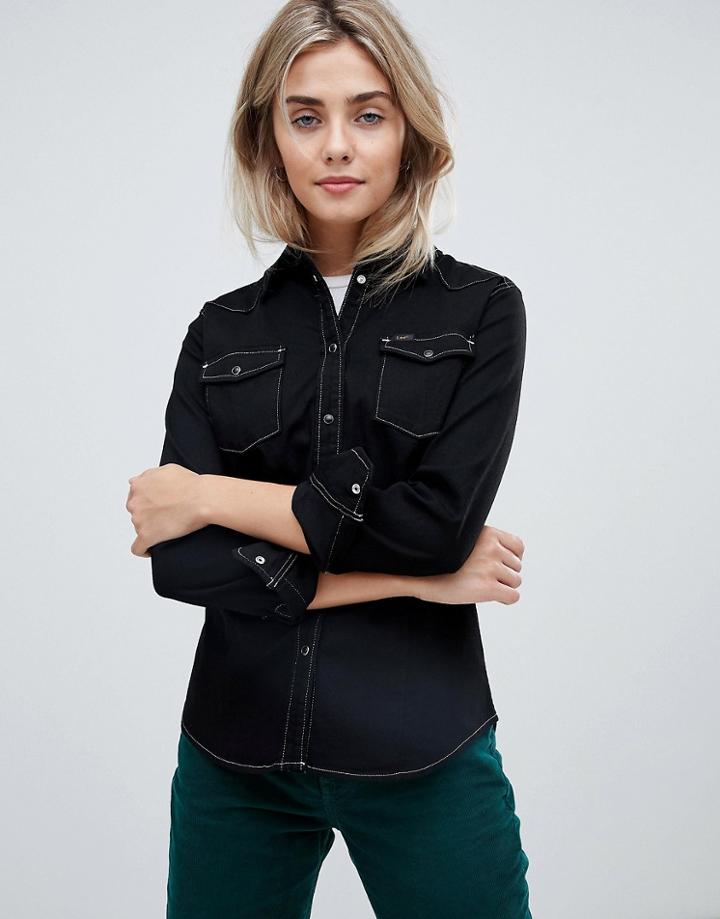 Lee Western Denim Shirt With Contrast Stitching - Black