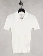 Gianni Feraud Knitted Collared Polo In Cream-white