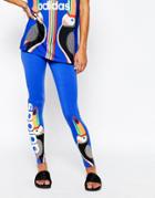 Adidas Originals Farm 3 Stripe Leggings With Pelican Print - Lab Blue F12