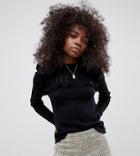Vero Moda Petite Ruffle Front Sweater - Black