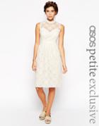 Asos Petite Midi Dress In Organza With High Neck - Cream